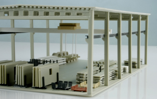 Open depot with concrete beams